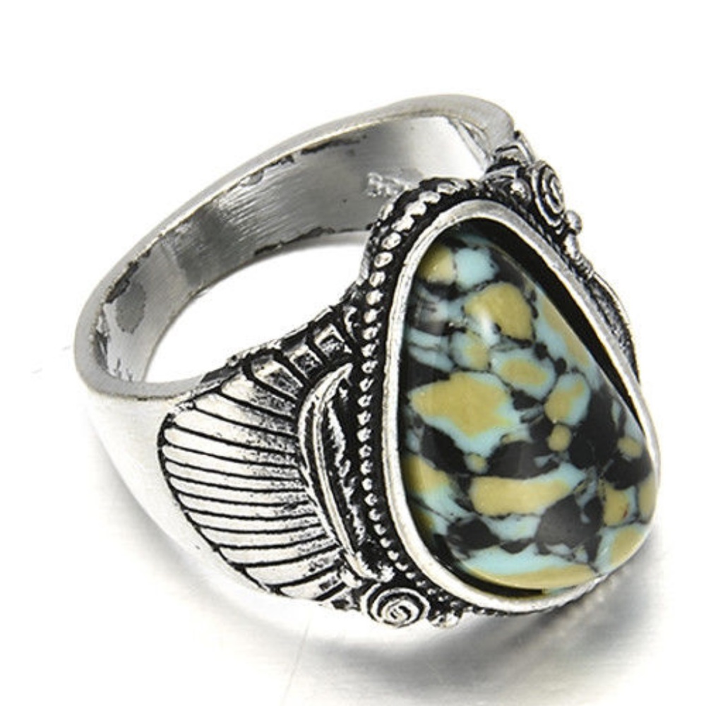 Natural Turquoise 925 Silver BOHO Ring size 6 7 8 - Picture 5 of 5